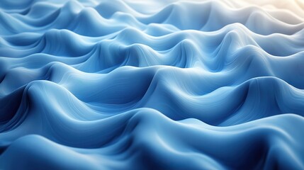 Obraz premium Blue curves create a 3D graphic with texture waves. This art wallpaper resembles a ripple effect with light and wavy lines. The smooth motion evokes water flow and dynamic movement