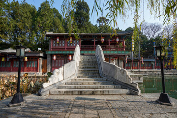 Stone arch bridge in Suzhou street of Beijing Summer Palace