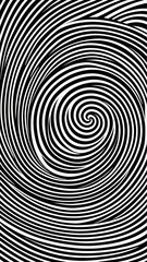 Hypnotic black and white swirl pattern creating visual illusion