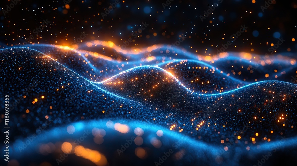 Wall mural blue sound waves are visualized in a futuristic software program. this technology can be used for bi