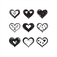 Set of hearts vector Silhouette Illustration 
