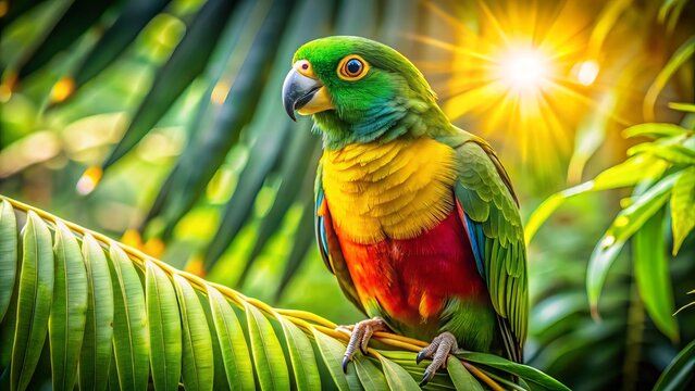 Periquito Bird's-Eye View: Vibrant Feathers, Tropical Paradise, Close-Up Detail