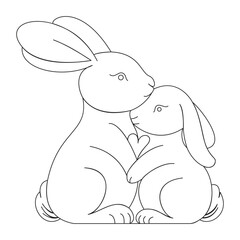Minimalist Rabbit Silhouette Line Art Vector