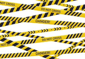Police yellow line poster. Caution yellow danger tapes, police danger line and security area flat vector background illustration. Crime barrier pattern