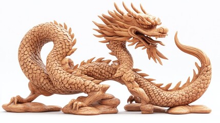 Obraz premium Wooden Carving of a Chinese Dragon