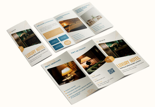 Luxury Hotel Trifold Brochure Layout