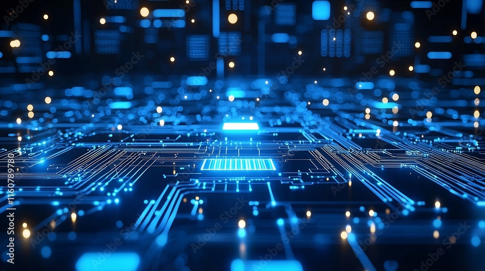 Poster abstract technology background with converging digital circuits data networks and electrical lines f