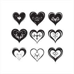 Set of hearts vector Silhouette Illustration 