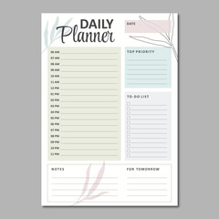 Daily planner vector template