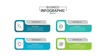 Business infographic template. 4 Step timeline journey. Process diagram, vector illustration