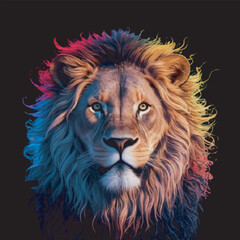 lion head isolated on black