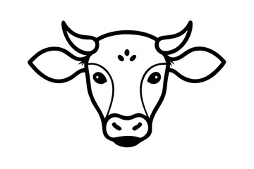 Cow Head Vector Outline - Detailed Farm Animal Design