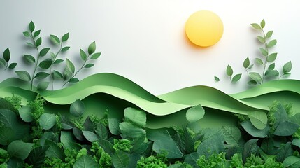Eco friendly nature poster design with a white background for environmental awareness and sustainability concept