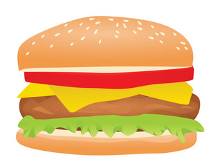 Burger on white background, realistic vector