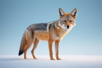 Fototapeta premium arafed animal standing in the snow with a blue sky in the background