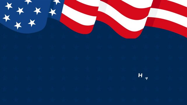 Happy President Day with American flag waving Animated Background.President's Day Animation With Copy Space Area