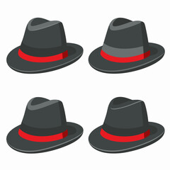 Classic Fedora Hat Logo Vector Set.