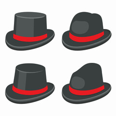 Classic Fedora Hat Logo Vector Set.