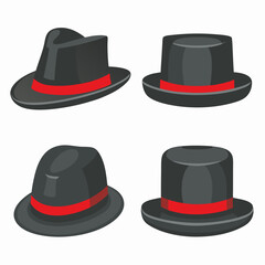 Classic Fedora Hat Logo Vector Set.