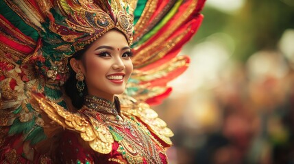 Fototapeta premium Woman in Elaborate Carnival Costume
