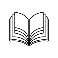 Outline Open Book Vector Illustration on White Background