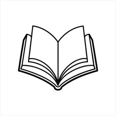 Opened Book Icon Outline Design Isolated on White Background