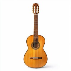 Naklejka premium Classic wooden guitar with intricate craftsmanship displayed against a plain background
