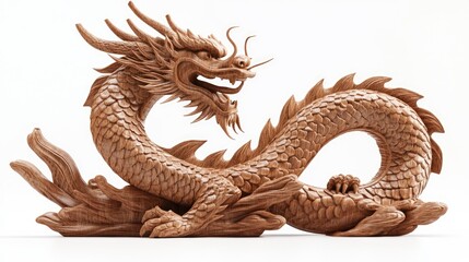 Fototapeta premium Carved Wooden Dragon Statue