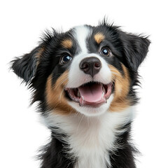 Fototapeta premium a happy collie puppy looking up white background