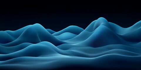 Obraz premium Abstract blue wavy landscape, 3D rendering. (1)