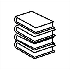 Stack of Books Icon in Minimalist Design on White Background