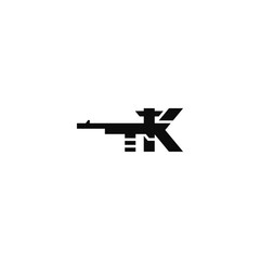 K letter automatic sniper weapon logo idea.