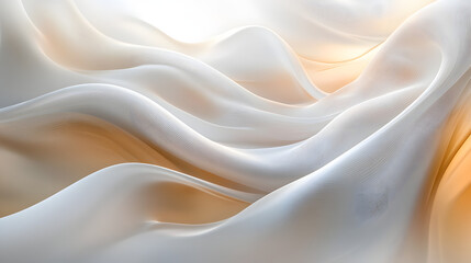 Soft, flowing, cream-colored fabric with elegant, wave-like folds and subtle light and shadow.