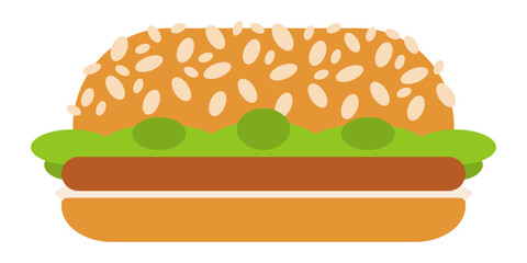 Chicken burger. Chicken sandwich. Fast food. Vector illustration isolated on white background.