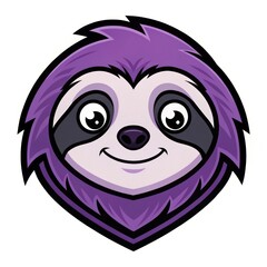 Purple Sloth Mascot With a Calm and Cheerful Expression on a White Background
