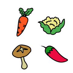 Colorful vegetable icon set.
