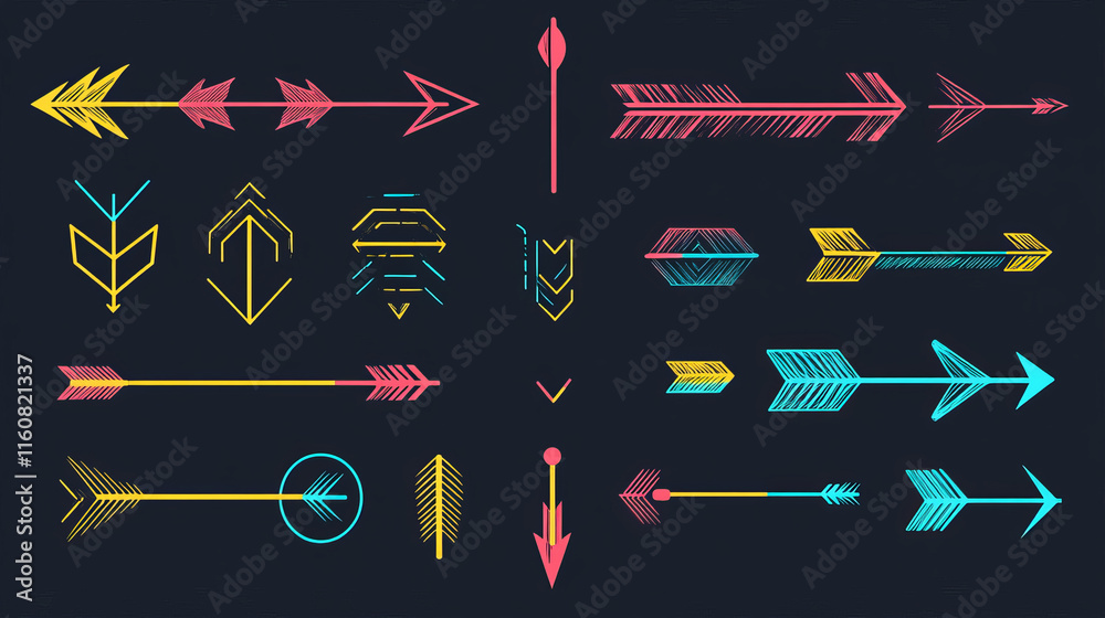 Fototapete set of arrow icons isolated on white for web design. jpeg version is also available