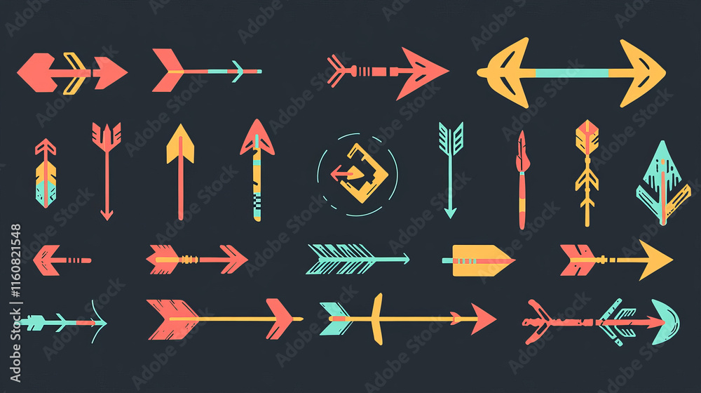 Fototapete set of arrow icons isolated on white for web design. jpeg version is also available