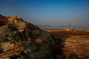barren volcanic landscape at Dallol in the Ethiopian Danakil 