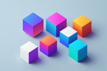 Obraz premium a close up of a group of colorful cubes on a gray surface