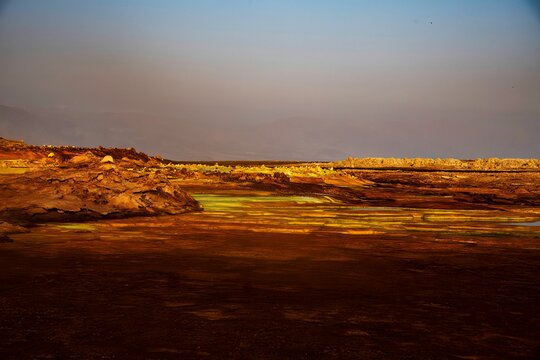 barren volcanic landscape at Dallol in the Ethiopian Danakil 