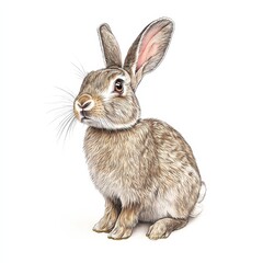 Obraz premium Curious rabbit observing in a white background animal vibrant colors whimsical theme