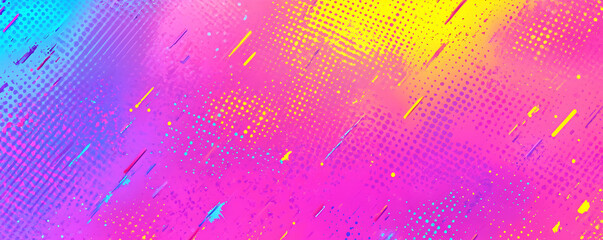 Vibrant Abstract Art, Pink, Yellow, Blue Hues Blend Dynamically with Energetic Brushstrokes and Dotted Patterns.  A Colorful Explosion of Creativity.