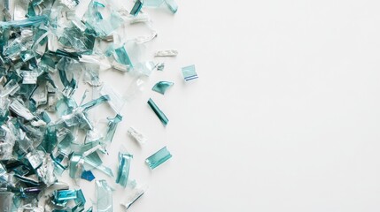 Fototapeta premium Colorful Shards of Broken Glass on a White Surface Creating an Abstract Composition for Creative and Artistic Use in Various Design Projects