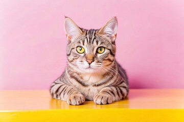 cat on a pink background