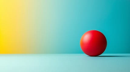 Vibrant Red Ball on a Soft Turquoise Background with Gradient Lighting