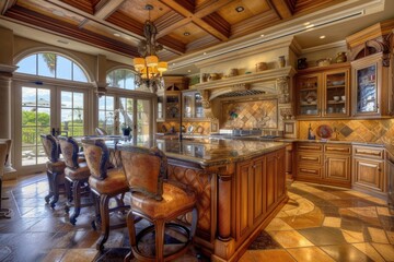 Fototapeta premium Kitchen in luxury home with large center island