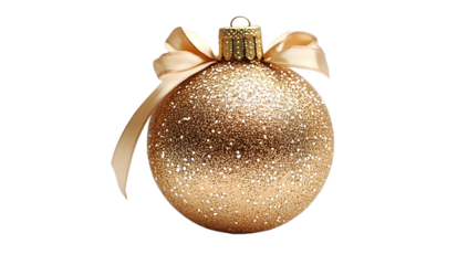 Glittery gold Christmas ornament png isolated on transparent background