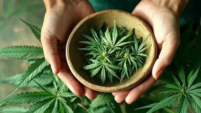 Cannabis Cookies on Green Leaves with Homemade Touch