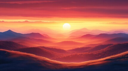 Fototapeta premium Capture a stunning sunrise over rolling hills